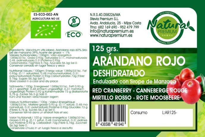 Arándano rojo con sirope de manzana (125GRS) Eco - Imagen 2